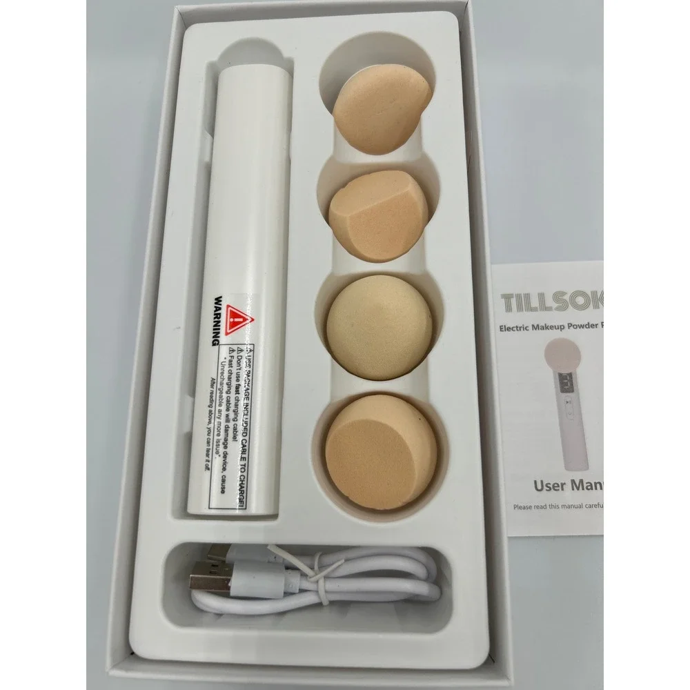 Smart Powder Puff Electric Makeup Applicator KM-880 Silver 5 Modes New Open Box